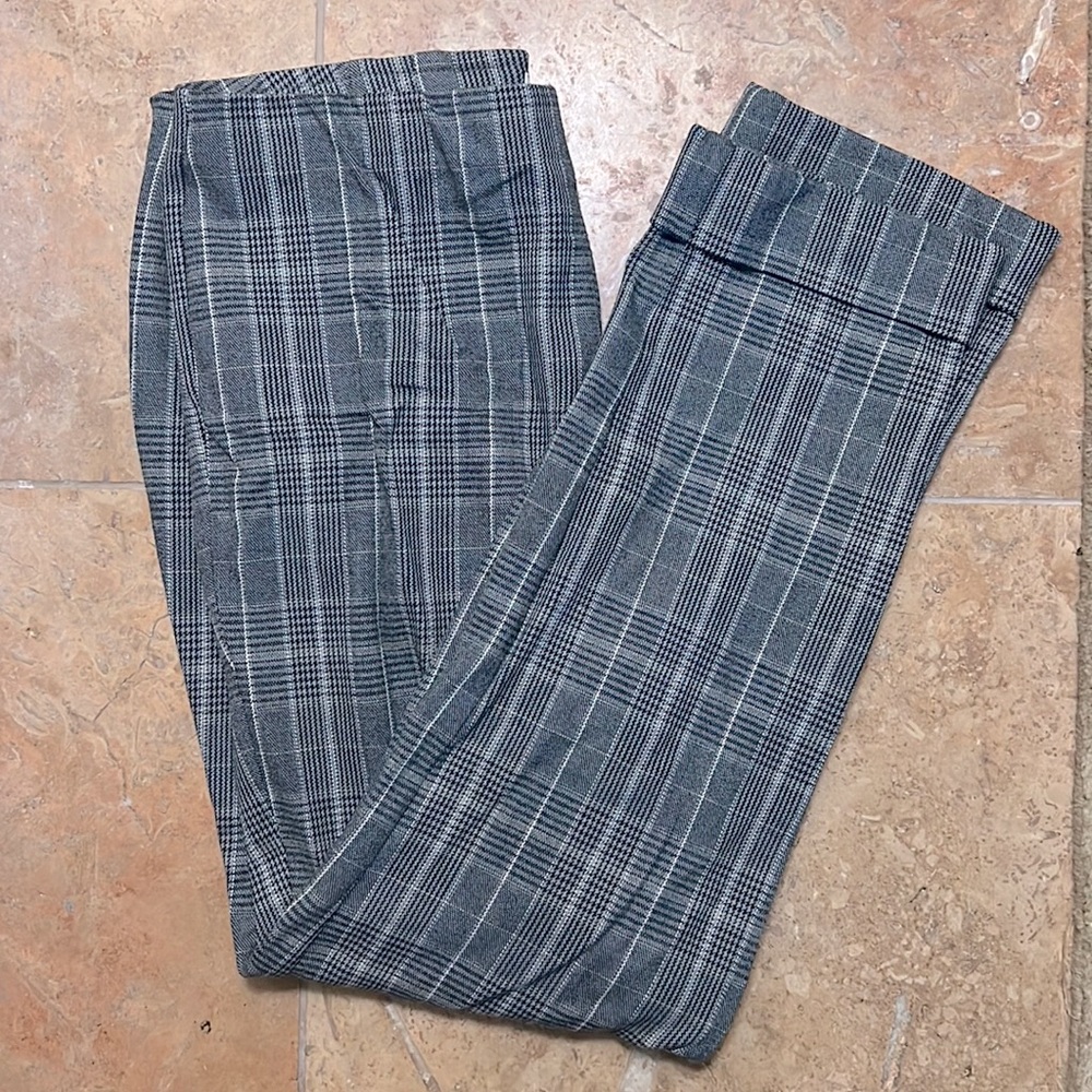 J Jill Plaid Pull On Skinny Pants with Cuff Detail Size 8